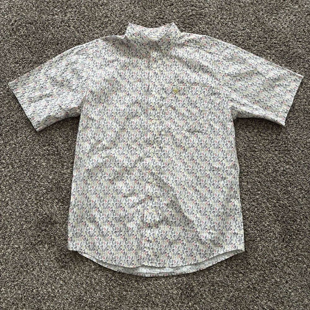 Ariat Men's M White Danon Classic Fit Short Sleeve Shirt - Picture 1 of 5